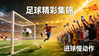 足球精彩集锦视频缩略图 - 进球瞬间的慢动作回放与球迷欢呼